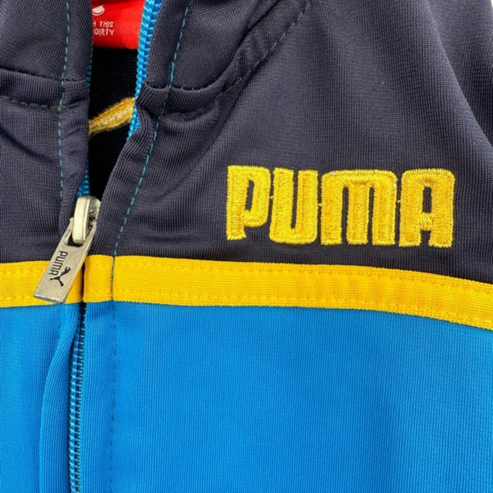 Puma size 2T toddler zip‎ up track jacket blue yellow black full zip